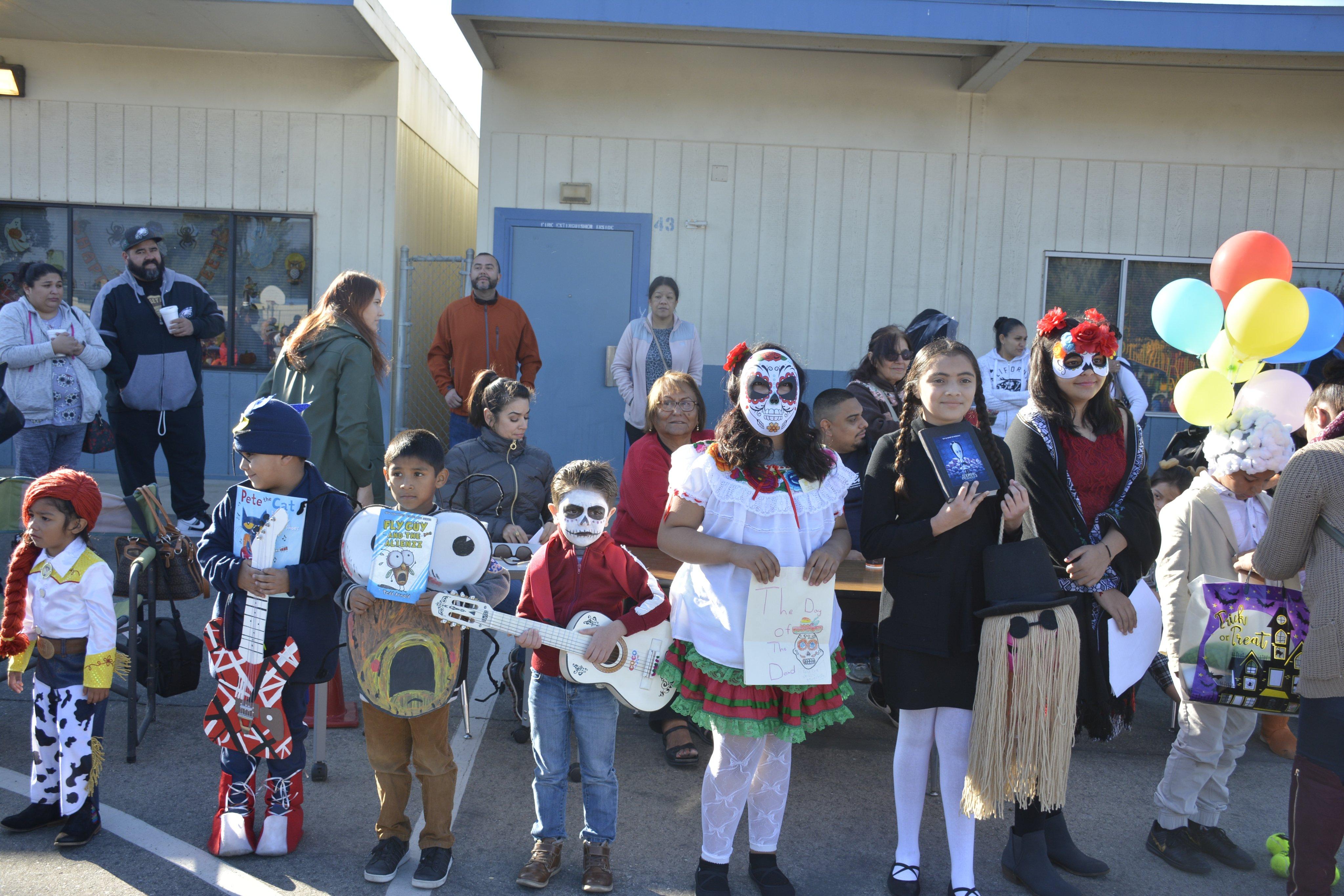 students dressed up in parade
